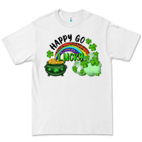 White Happy Go Lucky Rainbow Shamrocks And Pot Of Gold Premium Tee - RanaPortraitStore