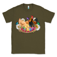 Army Green easter coop animals farm chicken chiks rooster flowers butterfly Classic Tee - Artiststas