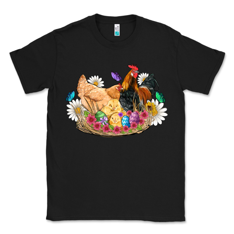 Easter Coop Animals Farm Chicken Chiks Rooster Flowers Butterfly Classic Tee by Artiststas | Teevron