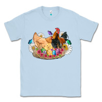 Dusty Blue easter coop animals farm chicken chiks rooster flowers butterfly Classic Tee - Artiststas