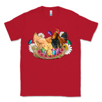 Red easter coop animals farm chicken chiks rooster flowers butterfly Classic Tee - Artiststas