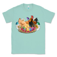 Seafoam easter coop animals farm chicken chiks rooster flowers butterfly Classic Tee - Artiststas