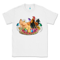 White easter coop animals farm chicken chiks rooster flowers butterfly Classic Tee - Artiststas