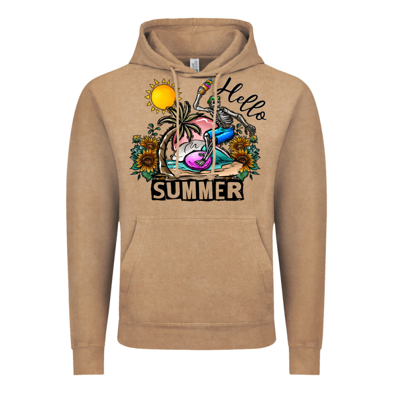 Hello Summer Vintage Hoodie by CowhideDigitalArt | Teevron