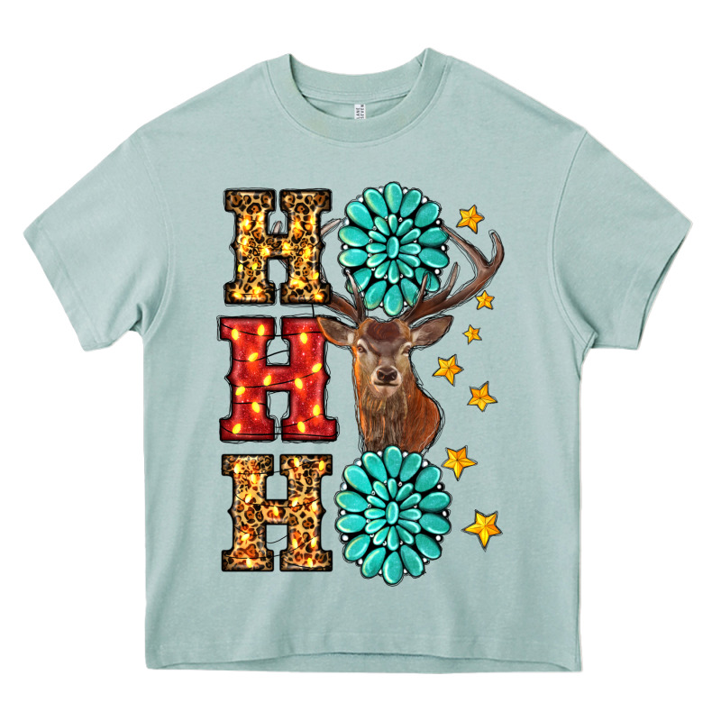 Gemstone And Reindeer Christmas Ho Ho Ho Heavy Core Tee by RanaPortraitStore | Teevron