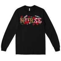 Black valentines day nurse Long Sleeve Tee - NancyCooperArtShop