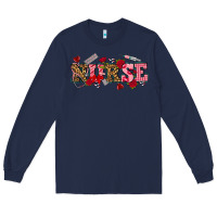 Navy valentines day nurse Long Sleeve Tee - NancyCooperArtShop