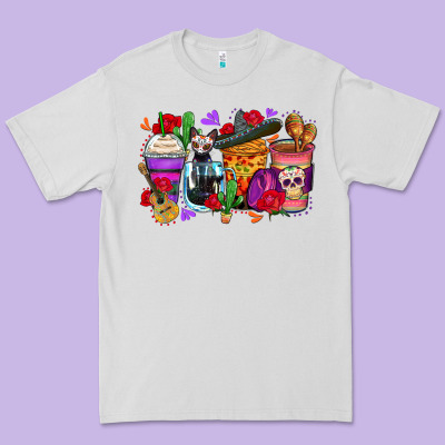 Day Of The Dead Coffee Cups Premium Tee Designed By Zillion Design Studio