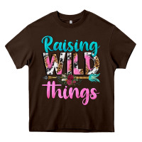 Chocolate Brown raising wild things Heavy Core Tee - texasbilliewilder