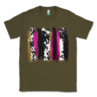Army Green cow , yellow and pink glitter brushstrokes Classic Tee - AdoDesignShop
