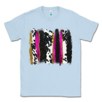 Dusty Blue cow , yellow and pink glitter brushstrokes Classic Tee - AdoDesignShop