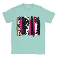 Seafoam cow , yellow and pink glitter brushstrokes Classic Tee - AdoDesignShop