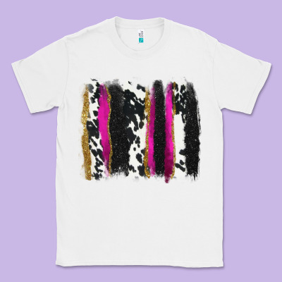 Cow , Yellow And Pink Glitter Brushstrokes Classic Tee Designed By Adodesignshop