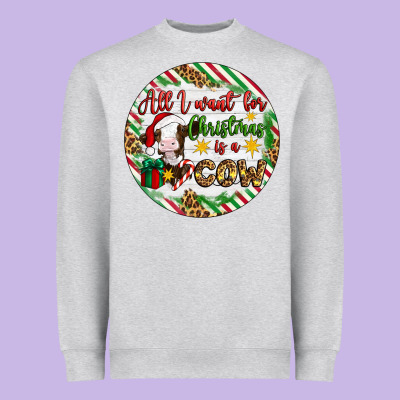 Christmas All I Want For Christmas Is A Cow Heavyweight Sweatshirt Designed By Artiststas