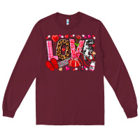 Burgundy valentines day love nurse Long Sleeve Tee - NancyCooperArtShop