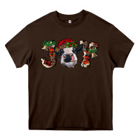 Chocolate Brown Christmas Joy Heifer Cow Heavy Core Tee - RanaPortraitStore