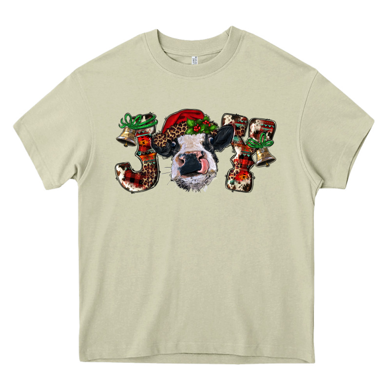 Christmas Joy Heifer Cow Heavy Core Tee by RanaPortraitStore | Teevron