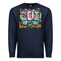 Navy god is my refuge and strength Premium Sweatshirt - LillyAllenDesigns