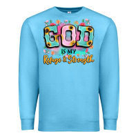 Ocean Blue god is my refuge and strength Premium Sweatshirt - LillyAllenDesigns