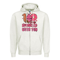 Oatmeal Heather 100 days sprinkled with fun Zipper Hoodie - MaliasSmallBusiness