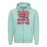 Seafoam 100 days sprinkled with fun Zipper Hoodie - MaliasSmallBusiness