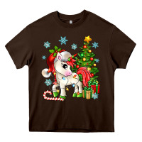 Chocolate Brown Christmas unicorn Heavy Core Tee - Zillion Design Studio
