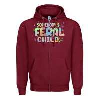 Burgundy somebody's feral child Zipper Hoodie - MaliasSmallBusiness