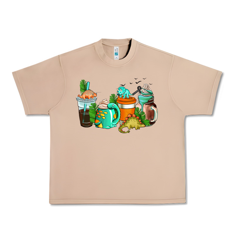 Dinosaur Coffee Cups Urban Heavy Tee by AdoDesignShop | Teevron