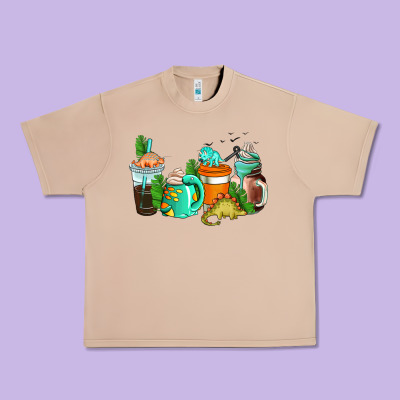 Dinosaur Coffee Cups Urban Heavy Tee Designed By Adodesignshop