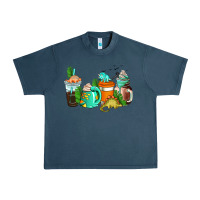 Midnight Navy dinosaur coffee cups Urban Heavy Tee - AdoDesignShop
