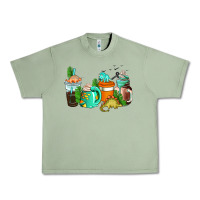 Oil Green dinosaur coffee cups Urban Heavy Tee - AdoDesignShop