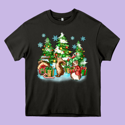 Heavy Core Tee christmas rabbits