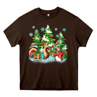 Chocolate Brown christmas rabbits Heavy Core Tee - Zillion Design Studio