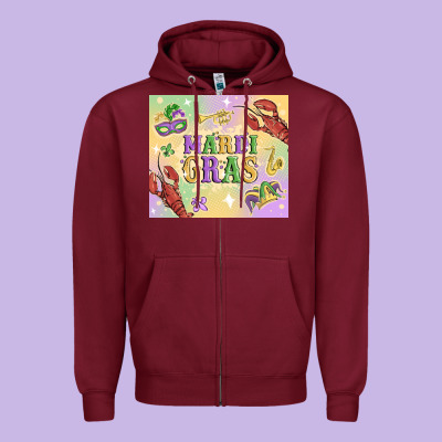 Mardi Gras Zipper Hoodie Designed By Maliassmallbusiness