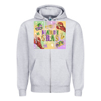 Heather Grey mardi gras Zipper Hoodie - MaliasSmallBusiness
