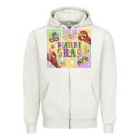 Oatmeal Heather mardi gras Zipper Hoodie - MaliasSmallBusiness