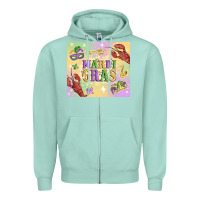 Seafoam mardi gras Zipper Hoodie - MaliasSmallBusiness