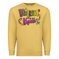 Antique Gold rollin' with my krewe mardi gras Premium Sweatshirt - LillyAllenDesigns