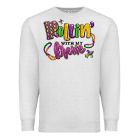 Oatmeal Heather rollin' with my krewe mardi gras Premium Sweatshirt - LillyAllenDesigns