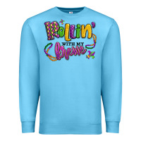 Ocean Blue rollin' with my krewe mardi gras Premium Sweatshirt - LillyAllenDesigns
