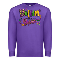 Purple rollin' with my krewe mardi gras Premium Sweatshirt - LillyAllenDesigns