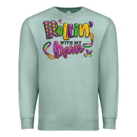 Seafoam rollin' with my krewe mardi gras Premium Sweatshirt - LillyAllenDesigns