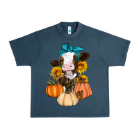 Midnight Navy Cow Fall Pumpkin Urban Heavy Tee - Artiststas