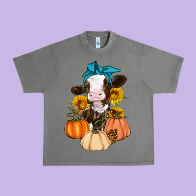 Cow Fall Pumpkin Urban Heavy Tee Designed By Artiststas