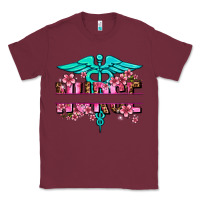 Burgundy floral nurse preview Classic Tee - AdoDesignShop