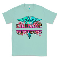 Seafoam floral nurse preview Classic Tee - AdoDesignShop