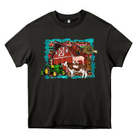 Asphalt farm life tractor cow pig rooster Heavy Core Tee - Artiststas