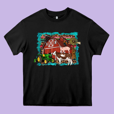 Farm Life Tractor Cow Pig Rooster Heavy Core Tee Designed By Artiststas