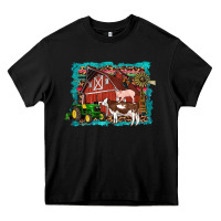 Black farm life tractor cow pig rooster Heavy Core Tee - Artiststas