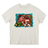 Cream farm life tractor cow pig rooster Heavy Core Tee - Artiststas